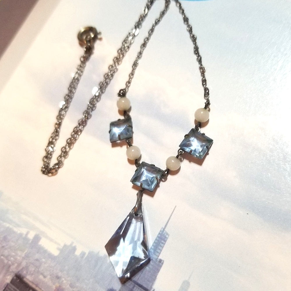 1920s Antique Blue Crystal Necklace ππ¦π - Picture 1 of 6
